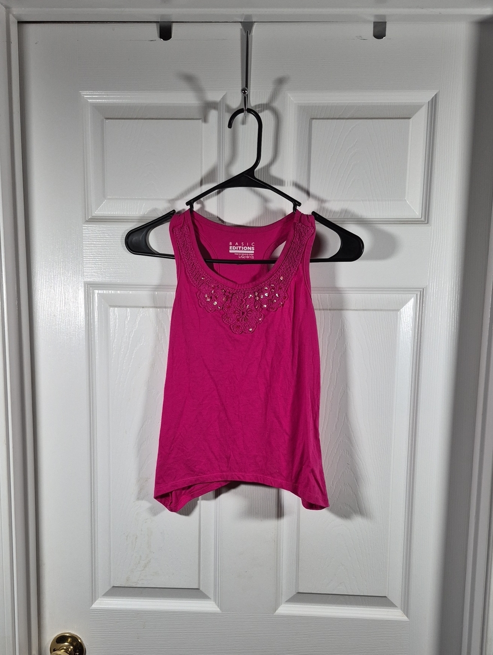 Basic Editions Fuchsia Embellished Scoop Neck Tank